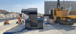 Instalación de los lava-ruedas en el Muelle de Pechina