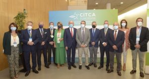 Los presidentes de los Puertos andaluces, el alcalde de Málaga, el presidente de Puertos del Estado y la gerente de Suncruise, en el 2º Congreso de CITCA