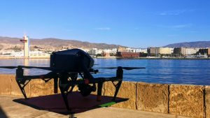Un dron, en el Puerto de Almería