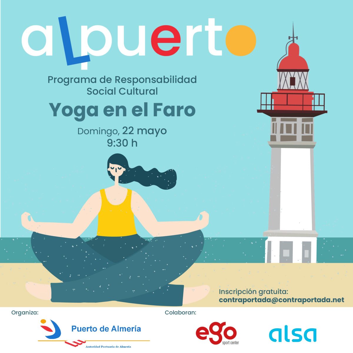 Cartel de Yoga en el Faro, del proyecto AlPuerto