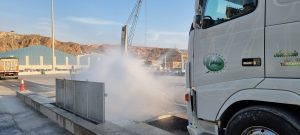 Lava-ruedas ya en funcionamiento en el Puerto de Almería