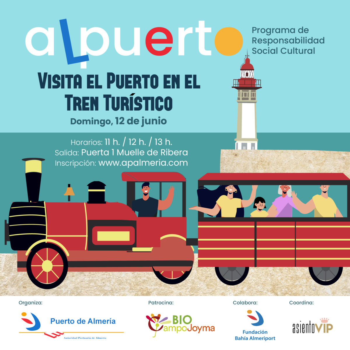 Cartel de la visita al Puerto en el Tren Turístico